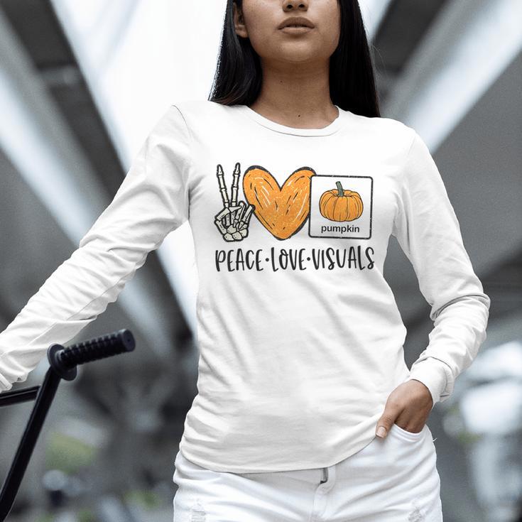 Peace Love Visuals Sped Teacher Pumpkin Skeleton Halloween Unisex Long Sleeve T-Shirt, novelty gifts, funny gifts Peace Love Visuals Sped Teacher Pumpkin Skeleton Halloween Unisex Long Sleeve T-Shirt, novelty gifts, funny gifts