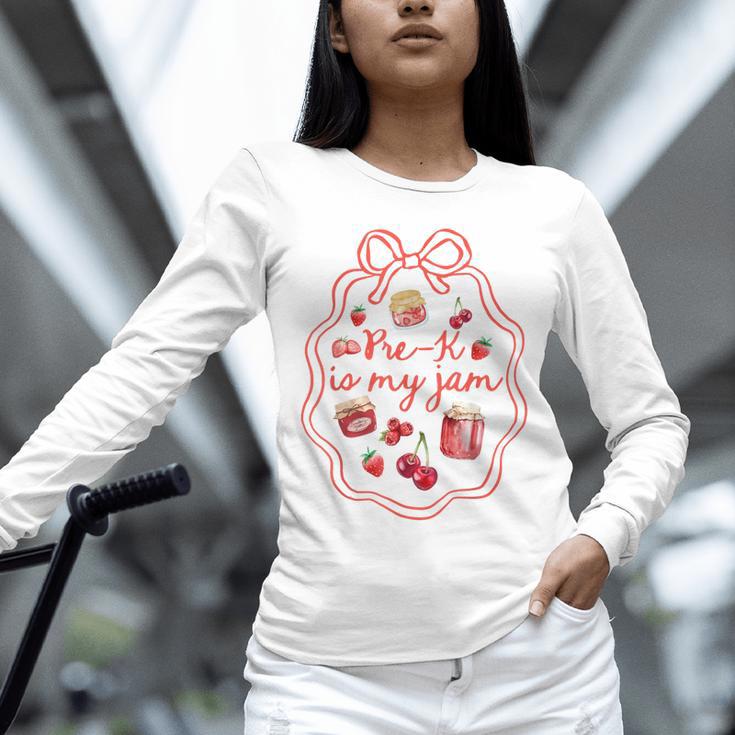Preschool Pre-K Is My Jam Strawberry Girl Teacher Kids Unisex Long Sleeve T-Shirt, novelty gifts, funny gifts