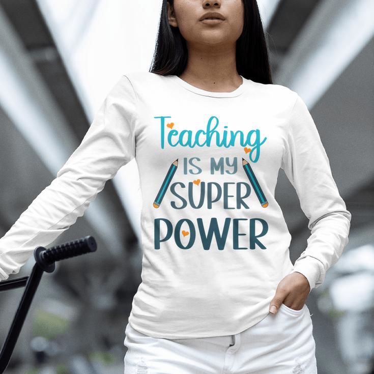 Retro Groovy Teaching Is My Super Power Teacher's Present Men Women Unisex Long Sleeve T-Shirt, novelty gifts, funny gifts