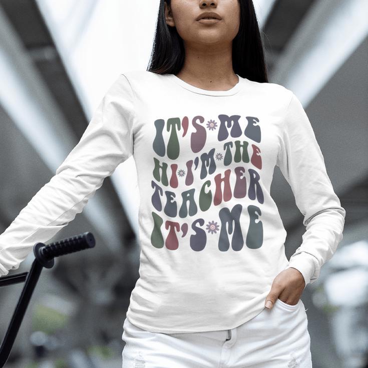 Retro IT'S ME Hi I'm The TEACHER Groovy Testing Squad Pink Unisex Long Sleeve T-Shirt, novelty gifts, funny gifts Retro IT'S ME Hi I'm The TEACHER Groovy Testing Squad Pink Unisex Long Sleeve T-Shirt, novelty gifts, funny gifts