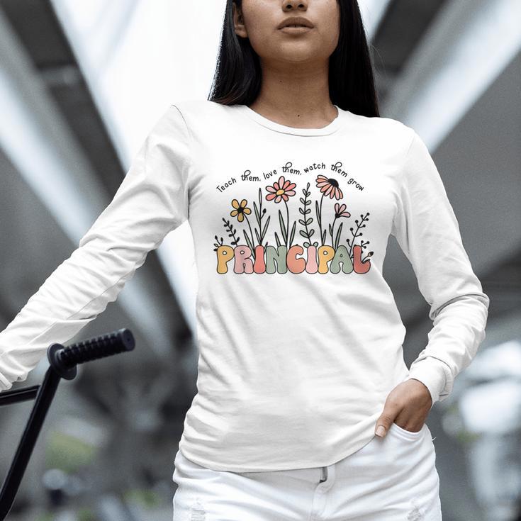 Retro Vintage Floral Principal Shirt For Women Teachers Day Unisex Long Sleeve T-Shirt, novelty gifts, funny gifts