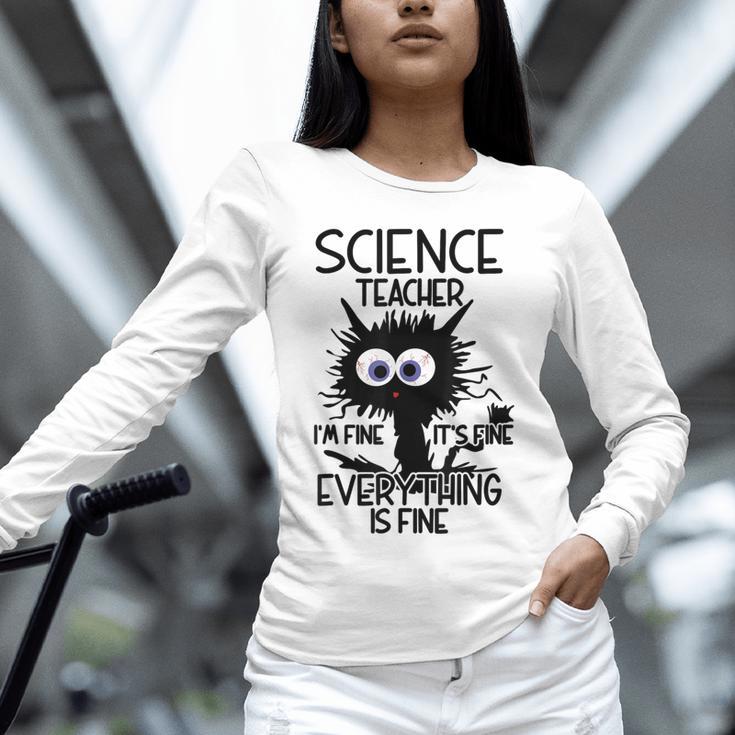 Science Teacher Appreciation Merch -Adults -Youth Grey Classic Fit Modern Science Theme Cartoon Unisex Long Sleeve T-Shirt, novelty gifts, funny gifts