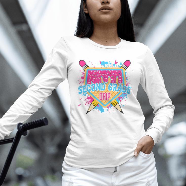 Second Grade Drip Ice Cream Home Plate Baseball Teachers Kid Unisex Long Sleeve T-Shirt, novelty gifts, funny gifts