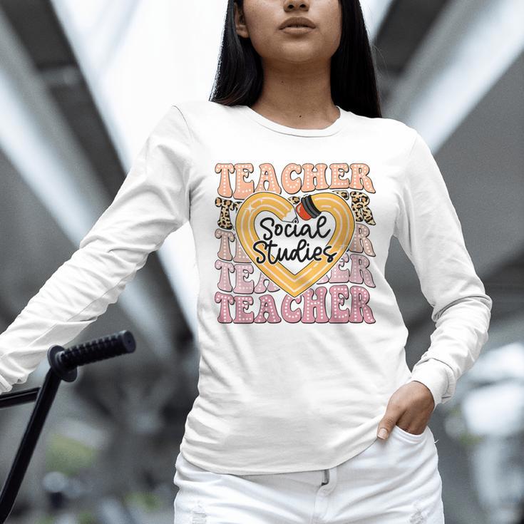 Social Studies Teacher Pencil Heart Leopard Back To School Unisex Long Sleeve T-Shirt, novelty gifts, funny gifts Social Studies Teacher Pencil Heart Leopard Back To School Unisex Long Sleeve T-Shirt, novelty gifts, funny gifts