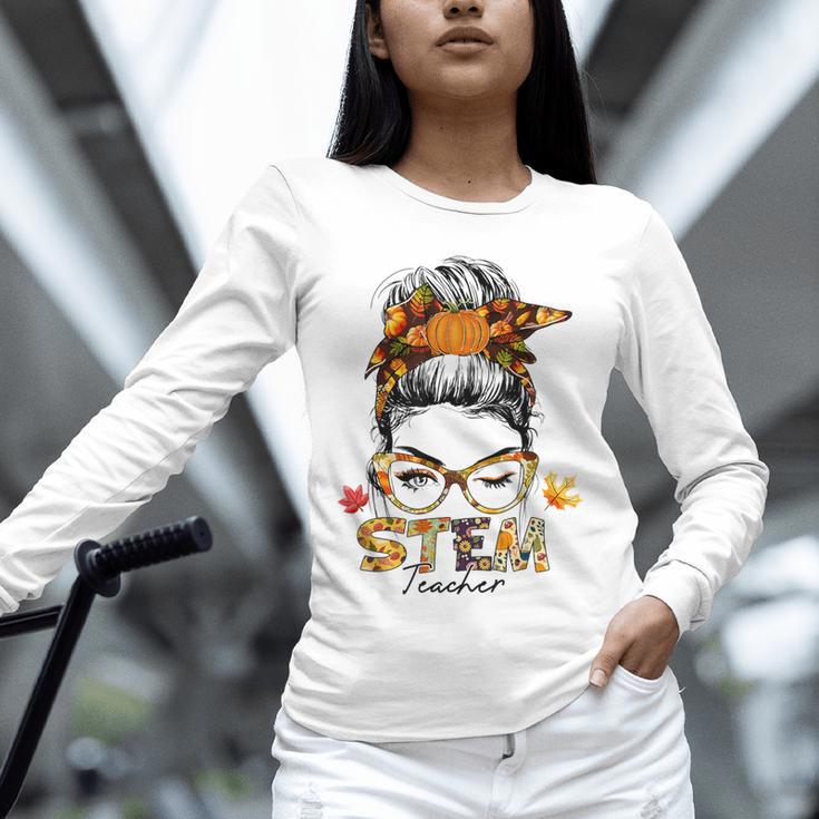 STEM Teacher Messy Bun Fall Vibes Autumn Thanksgiving Men Women Unisex Long Sleeve T-Shirt, novelty gifts, funny gifts STEM Teacher Messy Bun Fall Vibes Autumn Thanksgiving Men Women Unisex Long Sleeve T-Shirt, novelty gifts, funny gifts