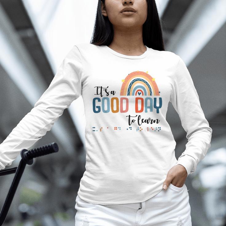 Teacher Of Visually Impaired Braille A Good Day To Learn Unisex Long Sleeve T-Shirt, novelty gifts, funny gifts Teacher Of Visually Impaired Braille A Good Day To Learn Unisex Long Sleeve T-Shirt, novelty gifts, funny gifts