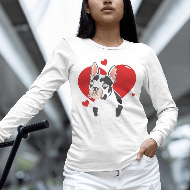 Valentine's Day Boston Terrier Heart Unisex Long Sleeve T-Shirt, novelty gifts, funny gifts