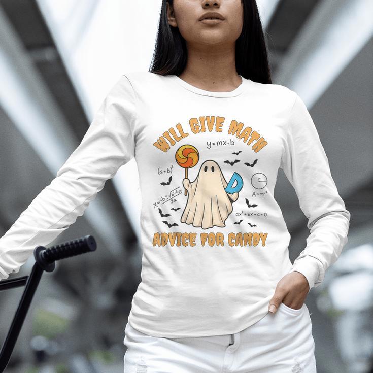 Will Give Math Advice For Candy Math Ghost Teacher Halloween Unisex Long Sleeve T-Shirt, novelty gifts, funny gifts