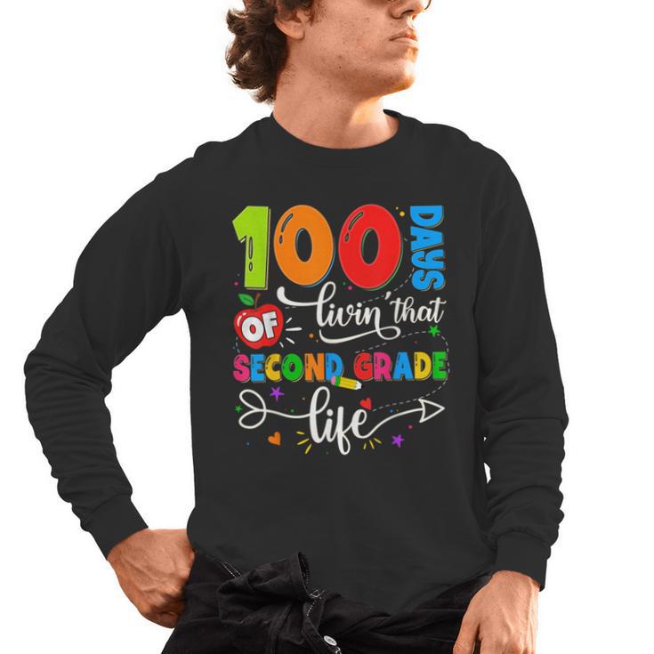 100 Days Of Living That 2nd Grade Life Boy Girl Teacher Men's Long Sleeve T-Shirt