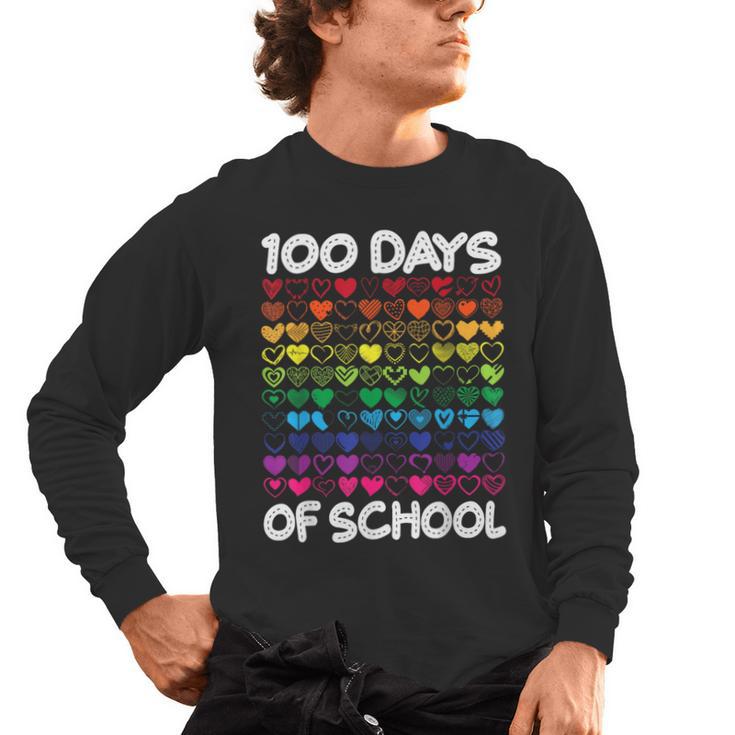 100 Days Of School Heart Love Teacher Or Student 100th Day Men's Long Sleeve T-Shirt