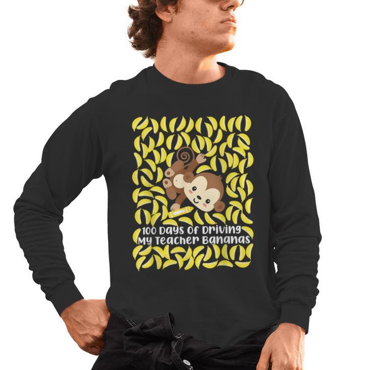 100th Day Of School Teacher Monkey Pun Banana For Men Women Girls Kids Men's Long Sleeve T-Shirt