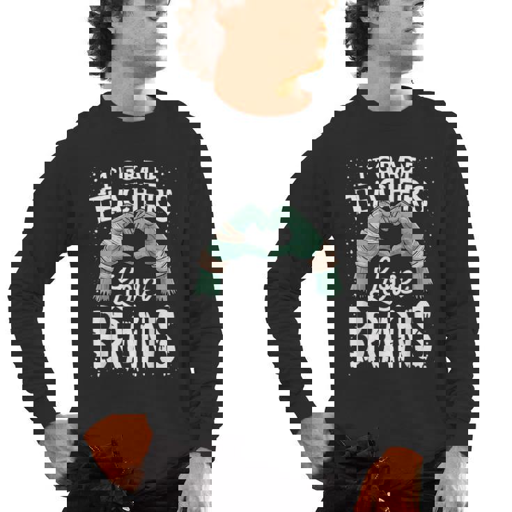 1st Grade Teachers Love Brains Shirt Halloween Teacher Men&#x27;s Long Sleeve T-Shirt
