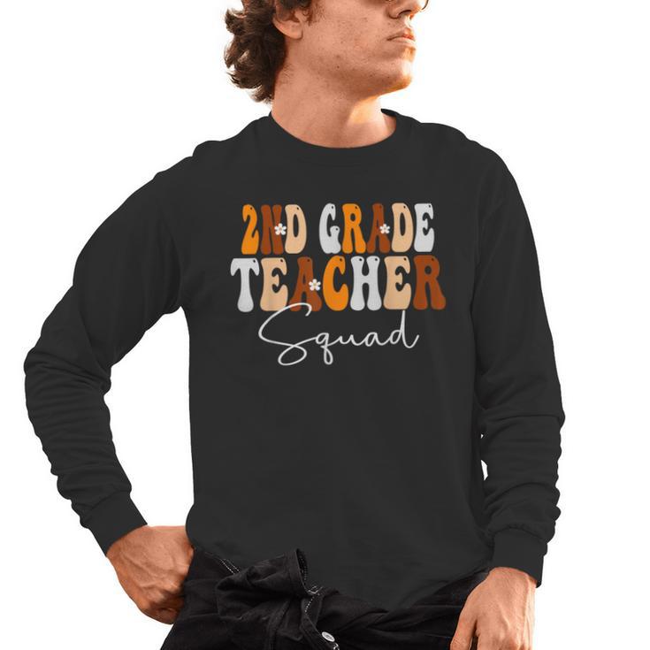 2nd Grade Teacher Squad Cute Women Groovy Fall Autumn Lovers Men's Long Sleeve T-Shirt