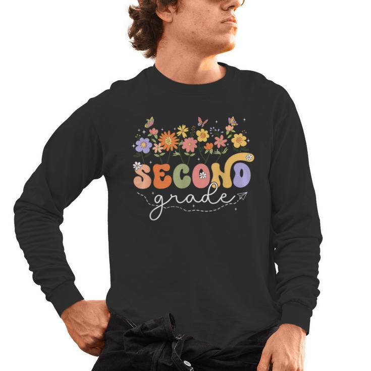 2nd Second Grade Teacher Wildflower Back To School Floral Men's Long Sleeve T-Shirt
