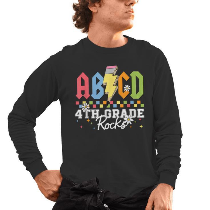 4th Grade Rocks ABCD Back To School Rock Teachers Men's Long Sleeve T-Shirt