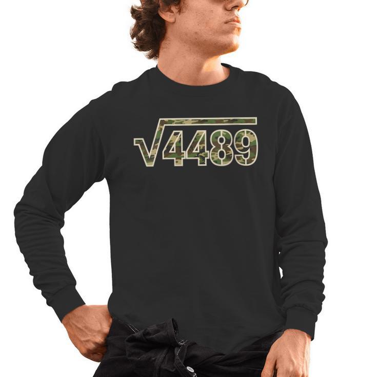 6 7 Army Camo Pattern Meme Square Root 4489 Math Teacher 67 Men's Long Sleeve T-Shirt