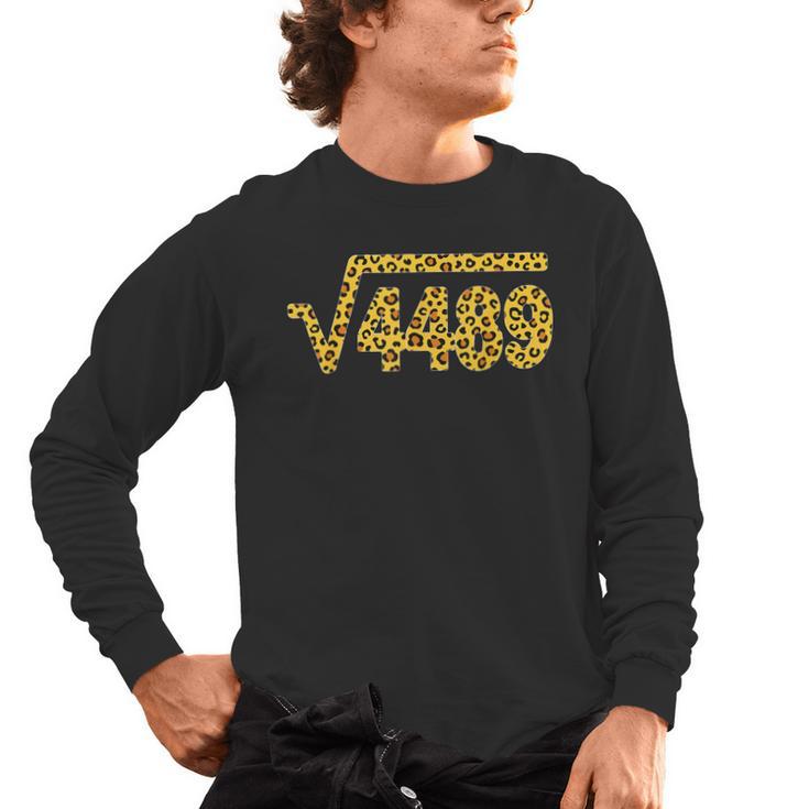 6 7 Leopard Pattern Meme Square Root 4489 Slang Math Teacher Men's Long Sleeve T-Shirt