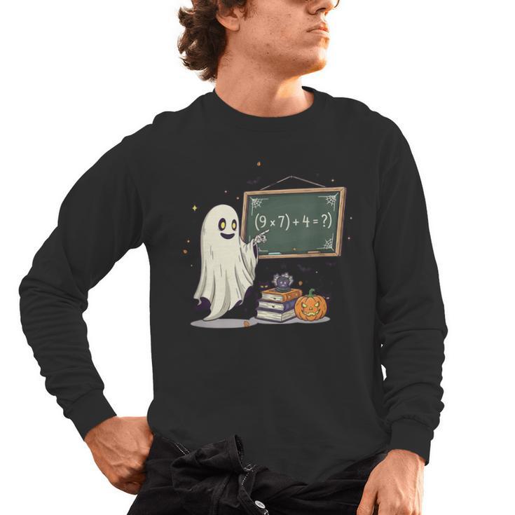 67 Teacher Halloween Ghost Six Seven Meme Math Joke Men's Long Sleeve T-Shirt