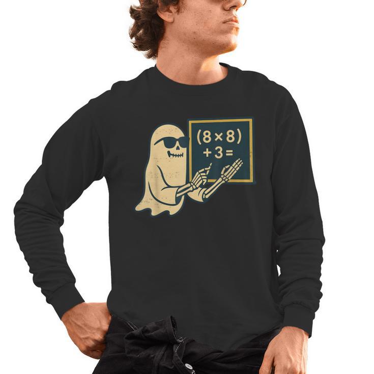 67 Teacher Halloween Skeleton Ghost Six Seven Meme Math Men's Long Sleeve T-Shirt