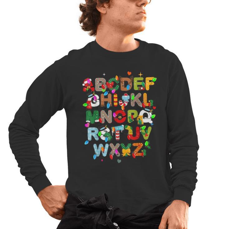 ABCs Learning Kindergarten Teacher Christmas Lights Alphabet For Men Women Kids Men's Long Sleeve T-Shirt