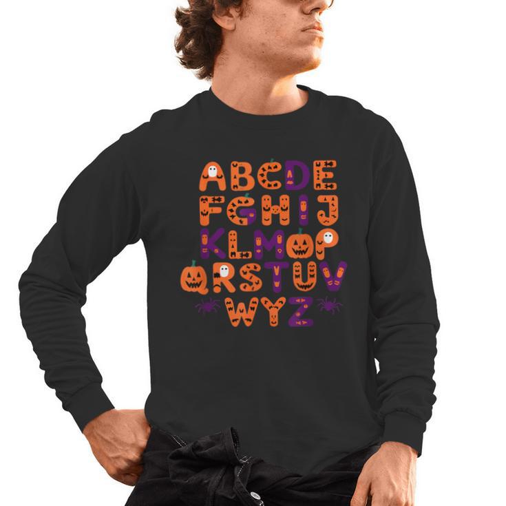 ABCs Learning Kindergarten Teacher Halloween Alphabet Men's Long Sleeve T-Shirt