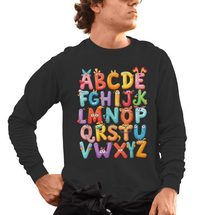 Alphabet A-Z ABC Kids Back To School Pre K Teachers Men's Long Sleeve T-Shirt