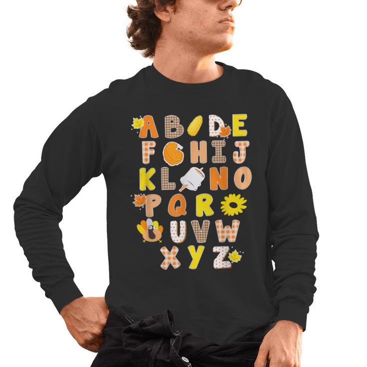 Alphabet Turkey Thanksgiving Costume Preschool Teacher Men Women Men's Long Sleeve T-Shirt