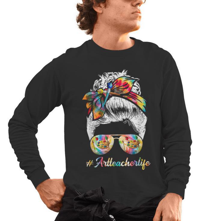 Art Teacher Life Messy Bun Back To School Art Teacher Men's Long Sleeve T-Shirt