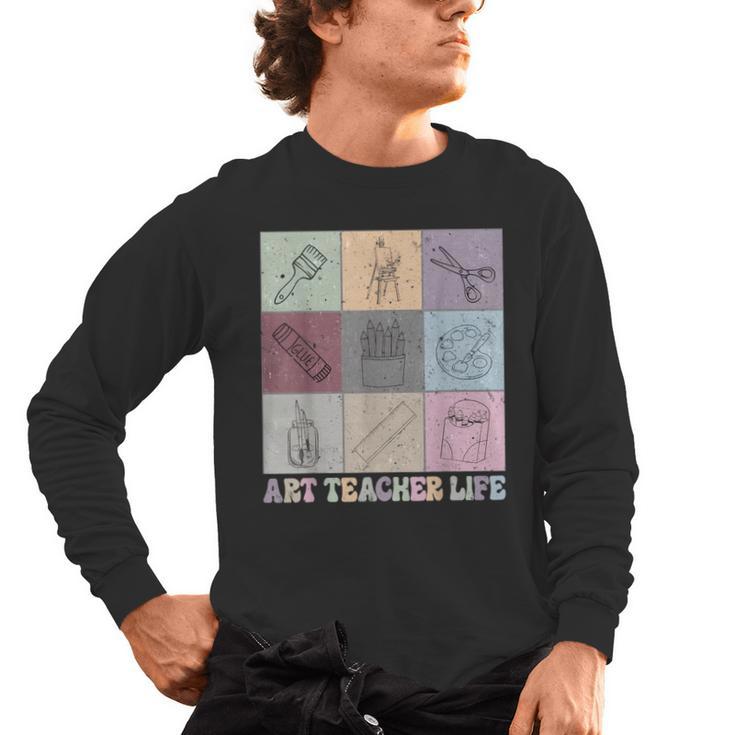 Art Teacher Life Retro Groovy Teaching Future Artists Men's Long Sleeve T-Shirt