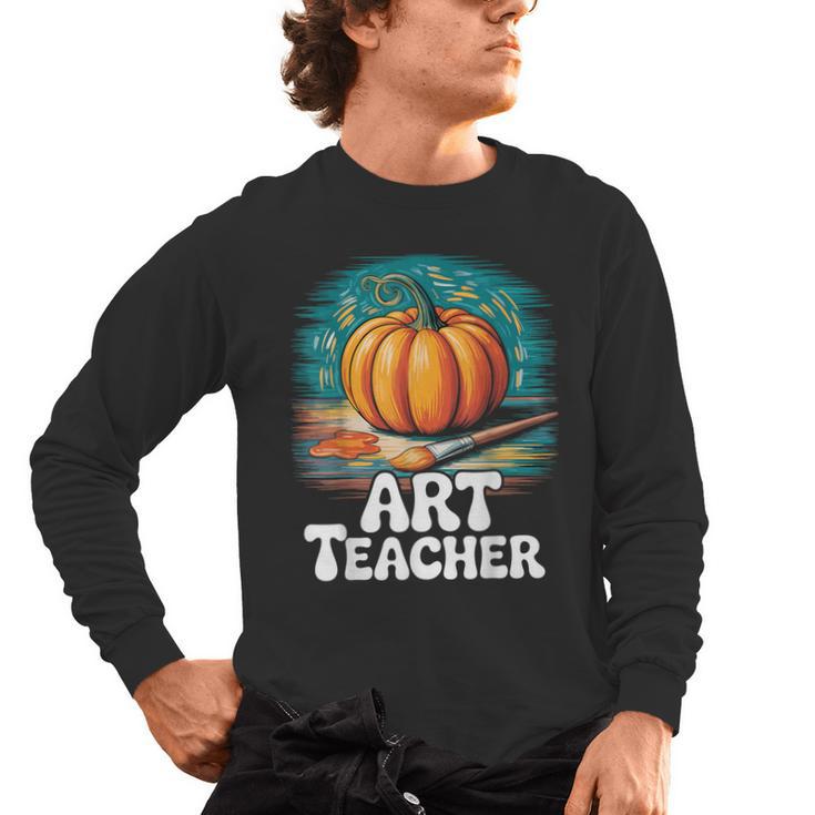 Art Teacher Pumpkin Painting Halloween Costume Men's Long Sleeve T-Shirt