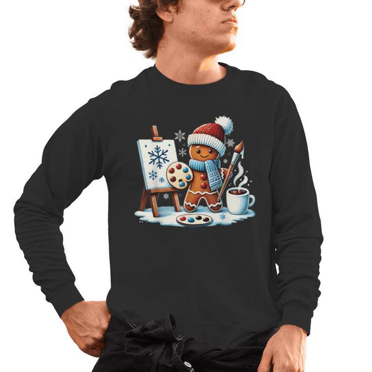 Artist Gingerbread Painter Art Teacher Student Christmas Men's Long Sleeve T-Shirt