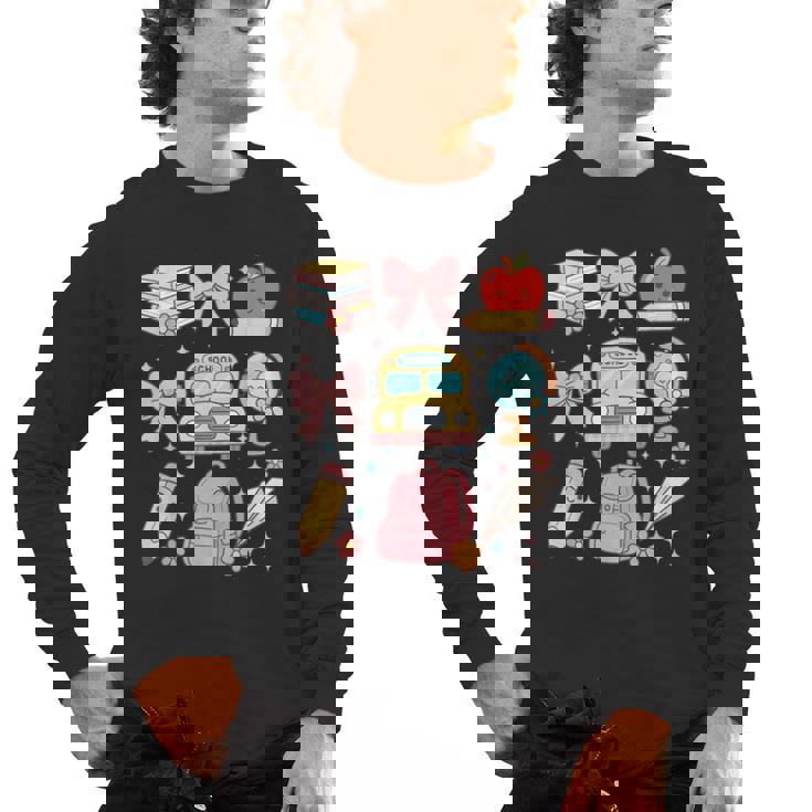 Back To School Coquette Teacher Women Girl Kindergarten PreK Men&#x27;s Long Sleeve T-Shirt