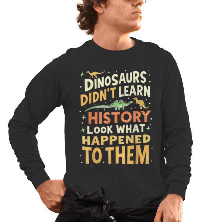 Back To School Dinosaur Social Studies Teacher Student Men's Long Sleeve T-Shirt
