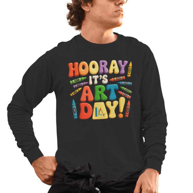 Back To School Hooray It's Art Day Art Teacher Artist Men's Long Sleeve T-Shirt