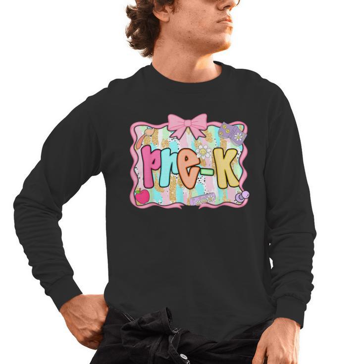 Back To School Pre-K Preppy Teacher Girl Men's Long Sleeve T-Shirt