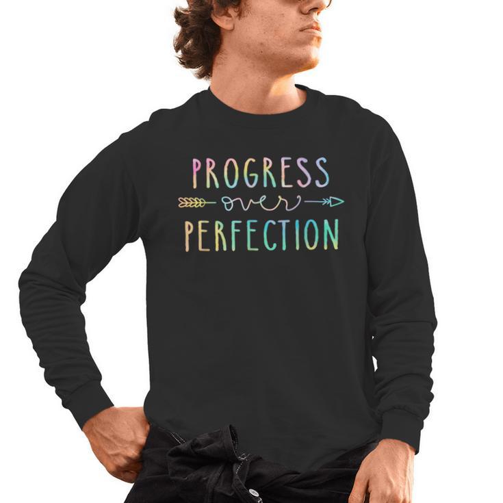 Back To School Progress Over Perfection Motivational Teacher Men's Long Sleeve T-Shirt