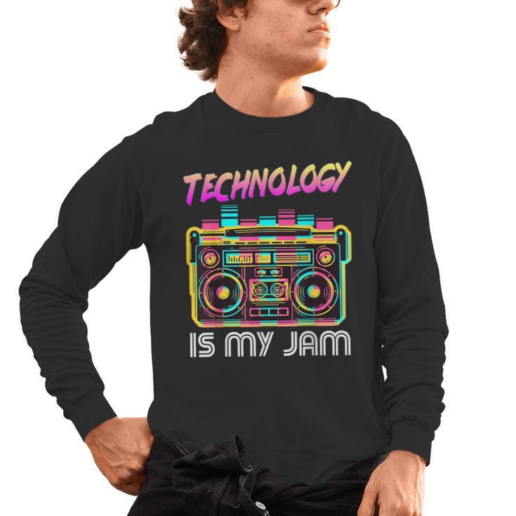 Back To School Retro Technology Is My Jam 80's Teacher Men's Long Sleeve T-Shirt