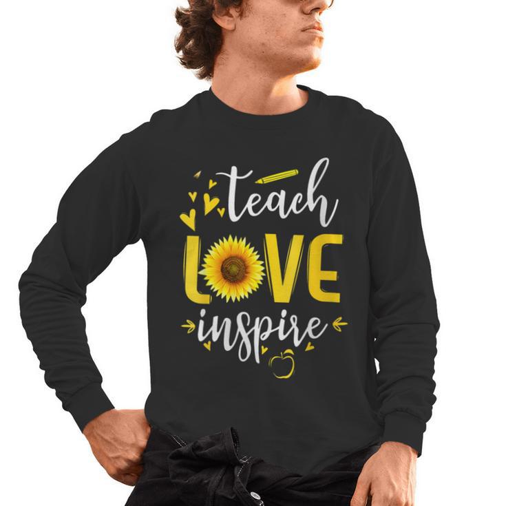 Back To School Teach Love And Inspire Teacher Sunflower Men's Long Sleeve T-Shirt