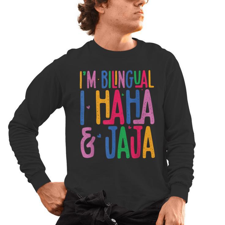 I Am Bilingual I Haha And Jaja Latina Latino Spanish Teacher Men's Long Sleeve T-Shirt