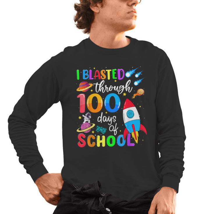 I Blasted Through 100 Days Of School 100th Day Teacher Kids Men's Long Sleeve T-Shirt