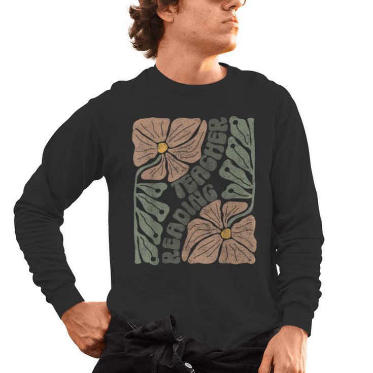 Boho Floral Reading Teacher Retro Reading Specialist Wildfl Men's Long Sleeve T-Shirt