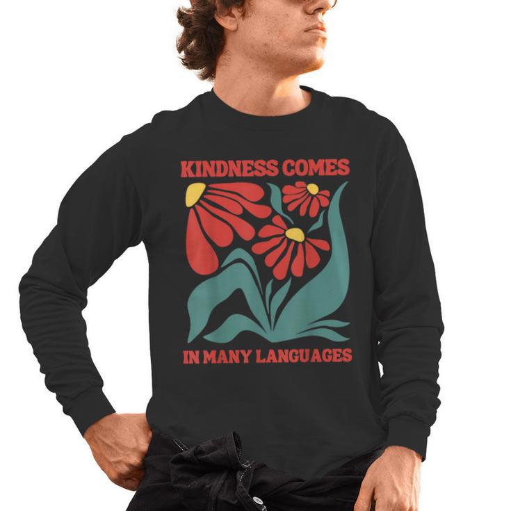Boho Flower ESL Teacher Kindness Comes In Many Languages Men's Long Sleeve T-Shirt