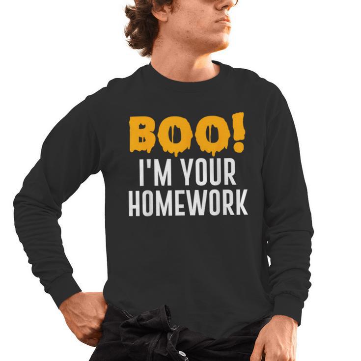 Boo I'm Your Homework Halloween Teacher Costume Men's Long Sleeve T-Shirt