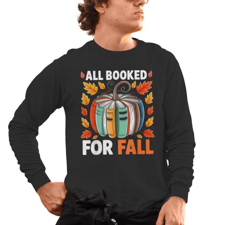 All Booked For Fall Book Pumpkin Autumn Thanksgiving Teacher Men's Long Sleeve T-Shirt