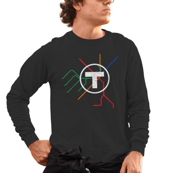 Boston T Subway Map Vintage MBTA Men's Long Sleeve T-Shirt