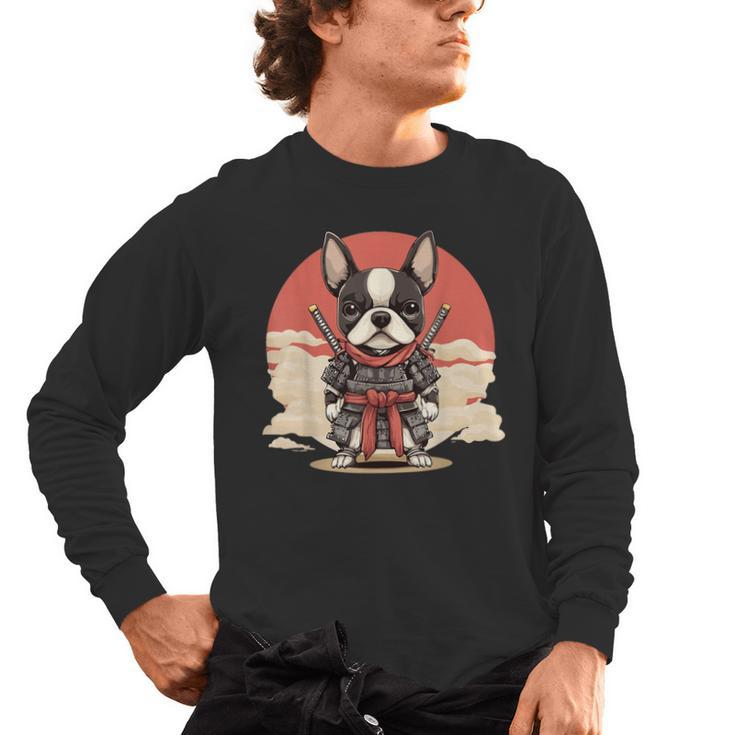 Boston Terrier Dog Japanese Style Samurai Dogs Men's Long Sleeve T-Shirt