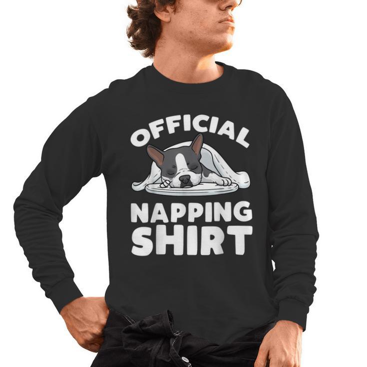Boston Terrier Dog Official Sleeping Shirt Men Women Kids Men's Long Sleeve T-Shirt