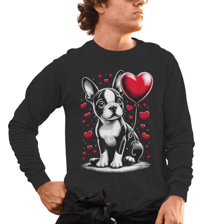 Boston Terrier Dog Valentine's Day Dog Owner Men's Long Sleeve T-Shirt, trending gift