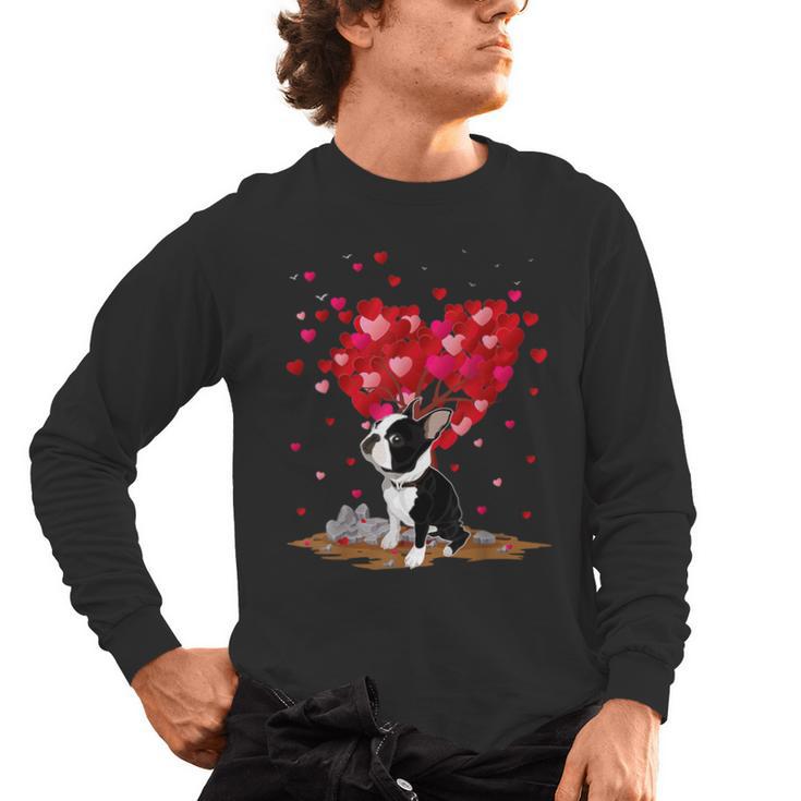 Boston Terrier Lover Heart Shape Boston Terrier Valentine Men's Long Sleeve T-Shirt