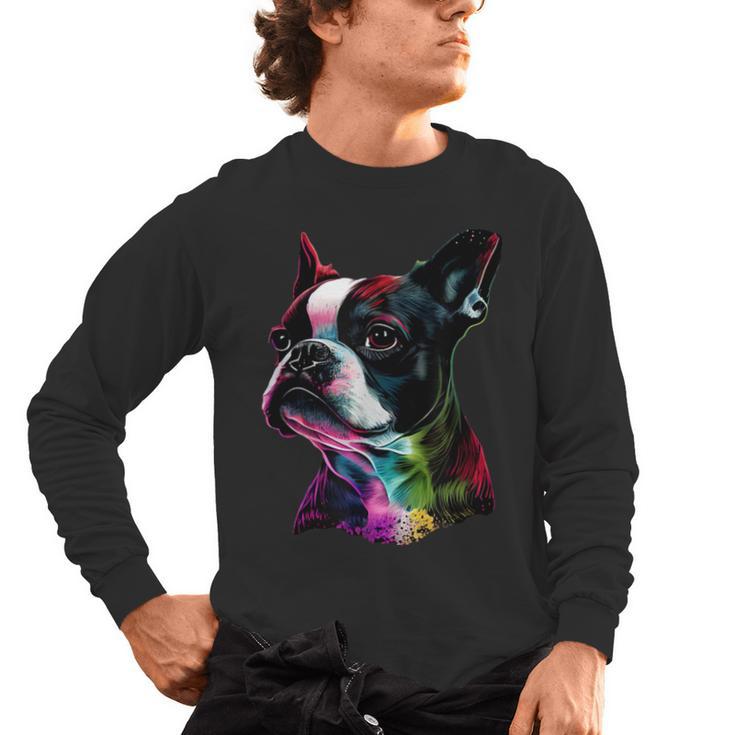 Boston Terrier Lovers Colorful Pop Art Boston Terrier Men's Long Sleeve T-Shirt